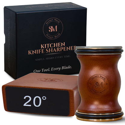 Kitchen knife sharpener with packaging on a white background