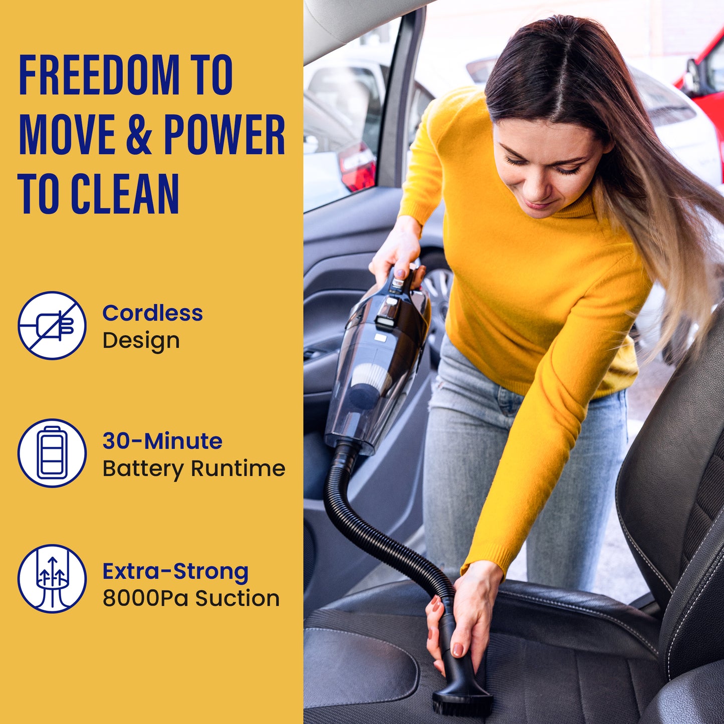 CORDLESS - 4-in-1 Car Vacuum with Tire Inflator & LED Light