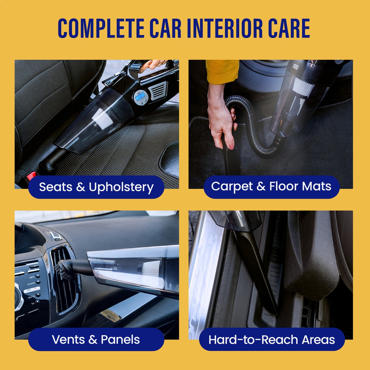 CORDLESS - 4-in-1 Car Vacuum with Tire Inflator & LED Light