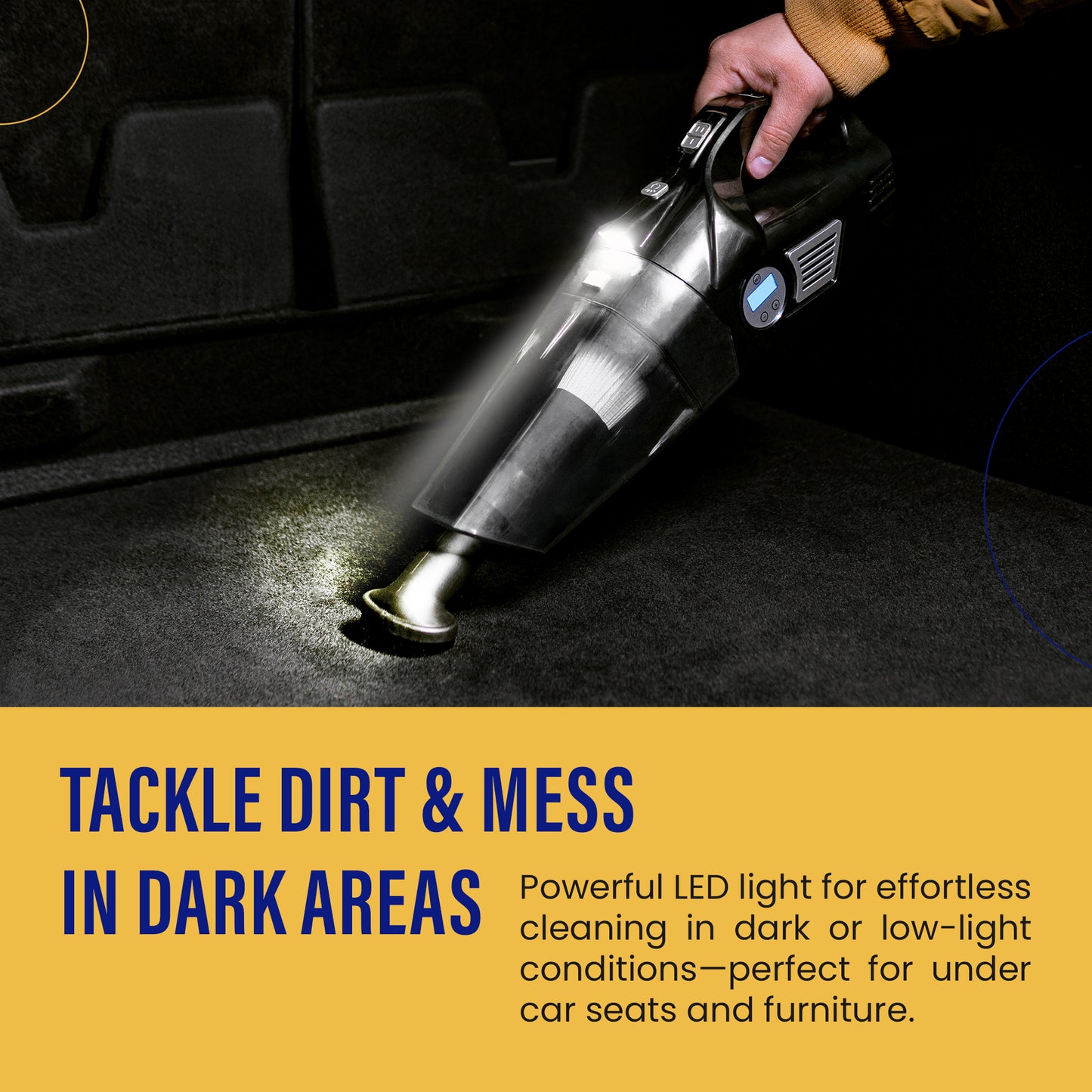 CORDLESS - 4-in-1 Car Vacuum with Tire Inflator & LED Light