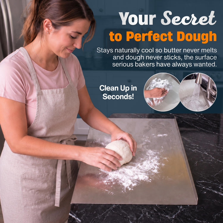 Large Stainless Steel Cutting Board with Lip and Non-Slip Mat