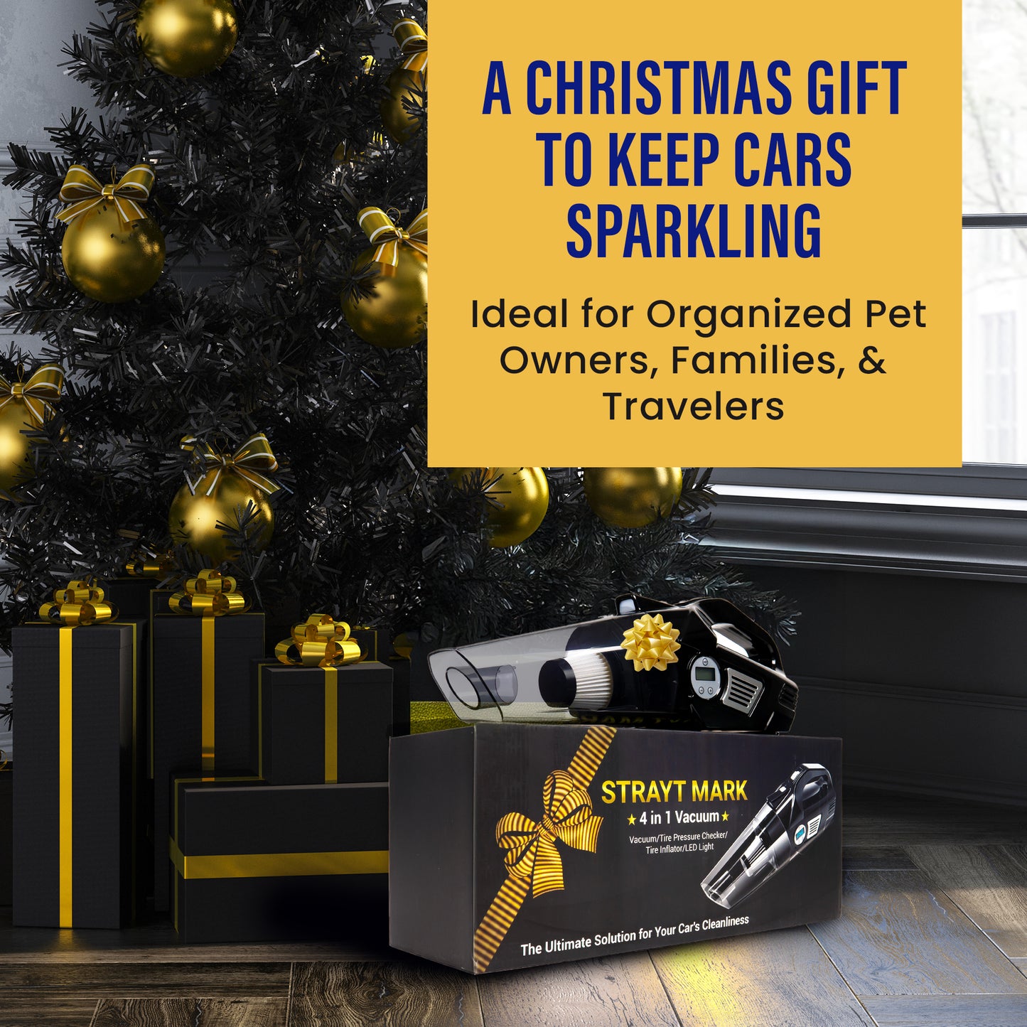CORDLESS - 4-in-1 Car Vacuum with Tire Inflator & LED Light