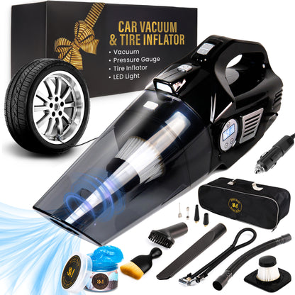 CORDED - 4-in-1 Car Vacuum with 15' Cord & Tire Inflator with LED Light